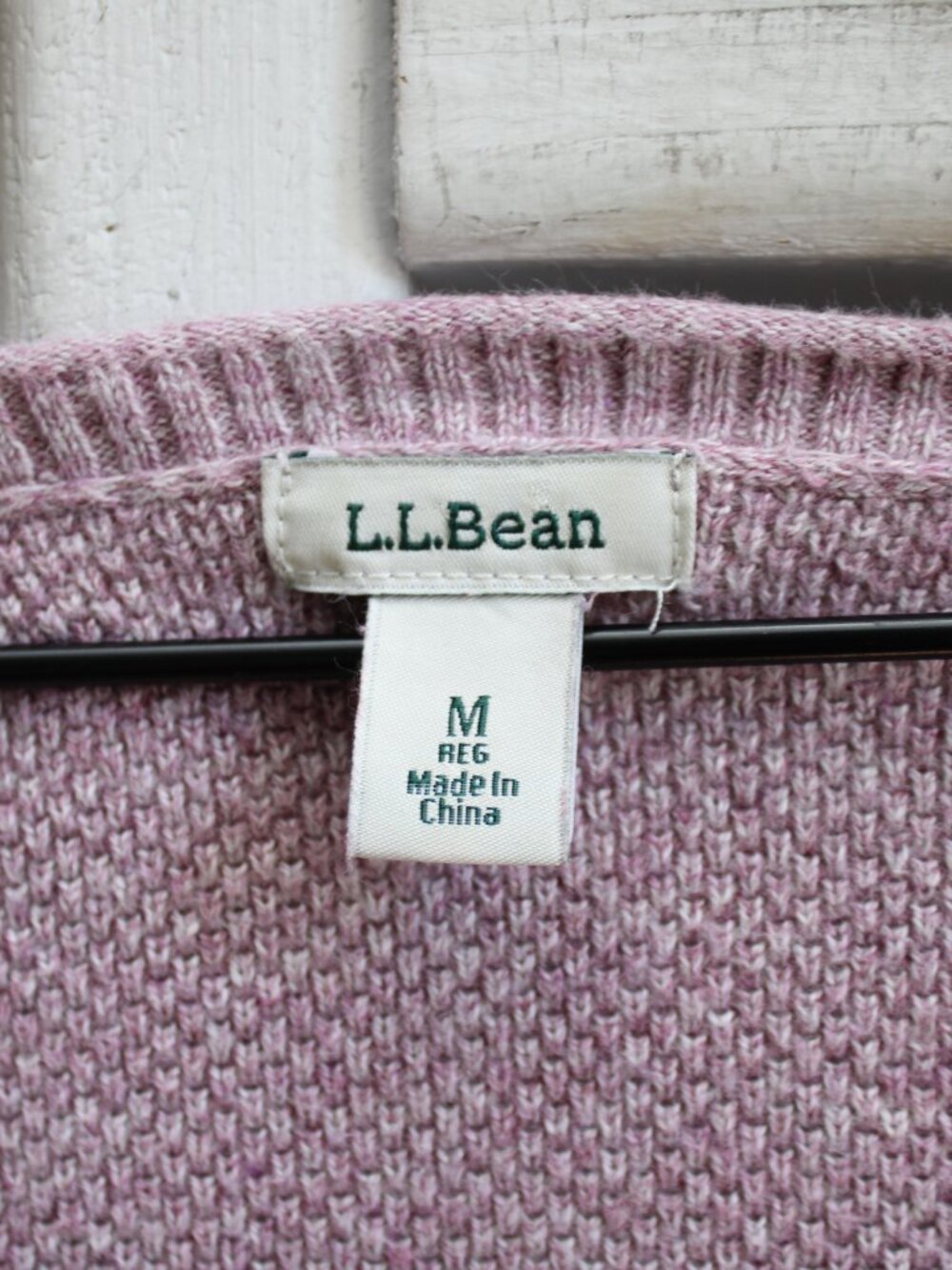 LL Bean Recycled Cotton Knit Rolled Scoop Neck Light Purple Sweater Size Medium - Picture 3 of 4